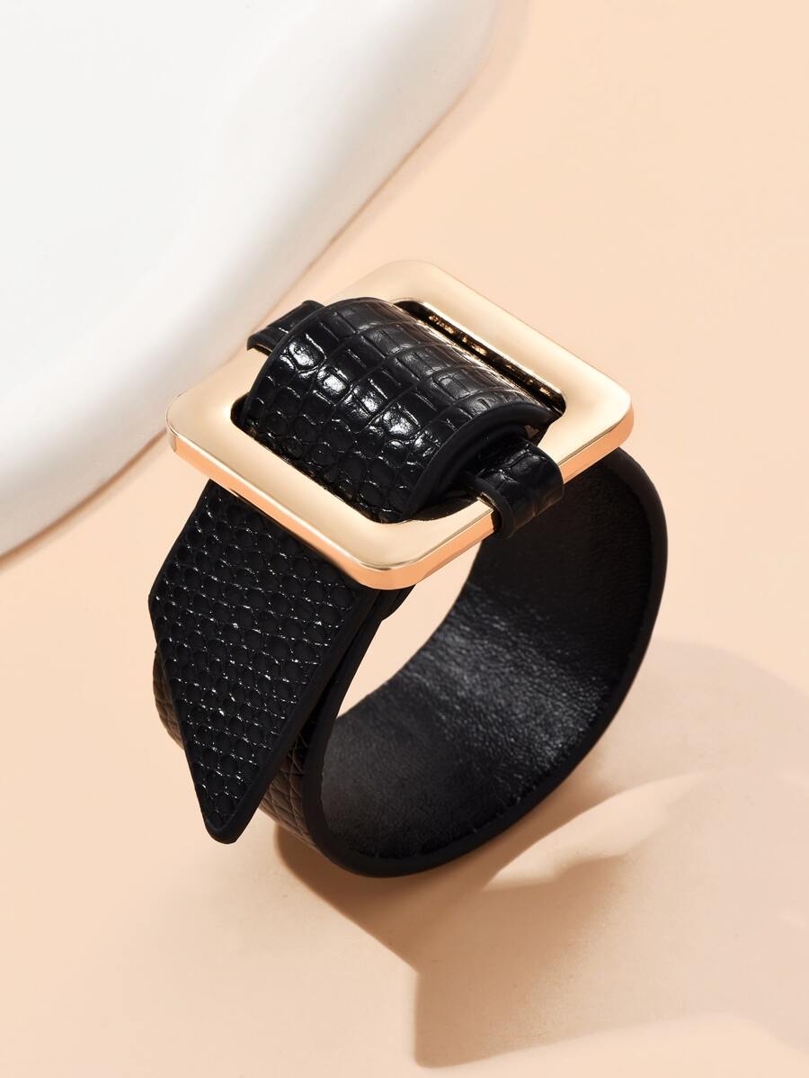 Snakeskin Embossed Square Buckle Bracelet