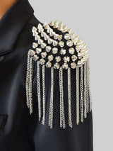 2pcs Studded Decor Tassel Charm Brooch