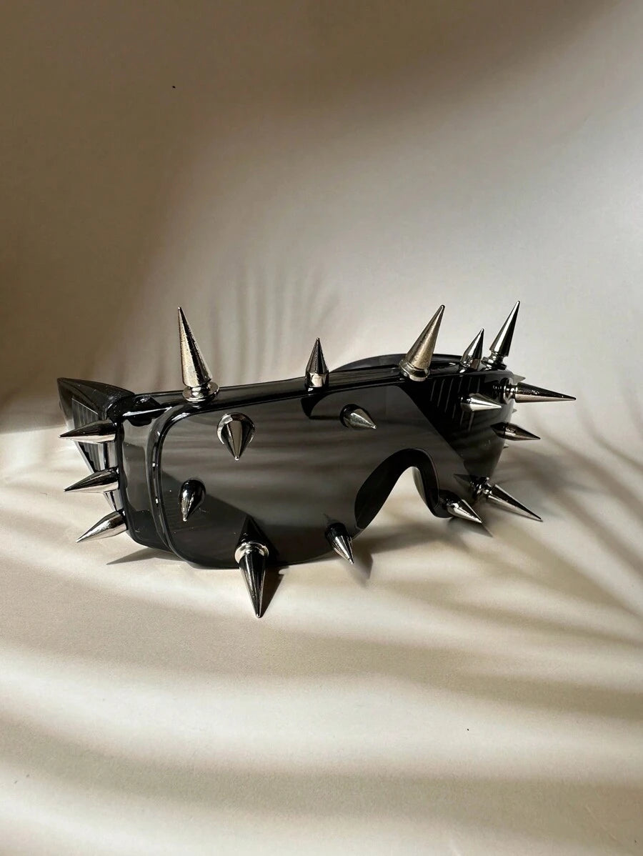 POLASUP 1pc Marching Gothic Cyberpunk Heavy Metal Style Stud Decorated Novelty Glasses, Outdoor,Travel