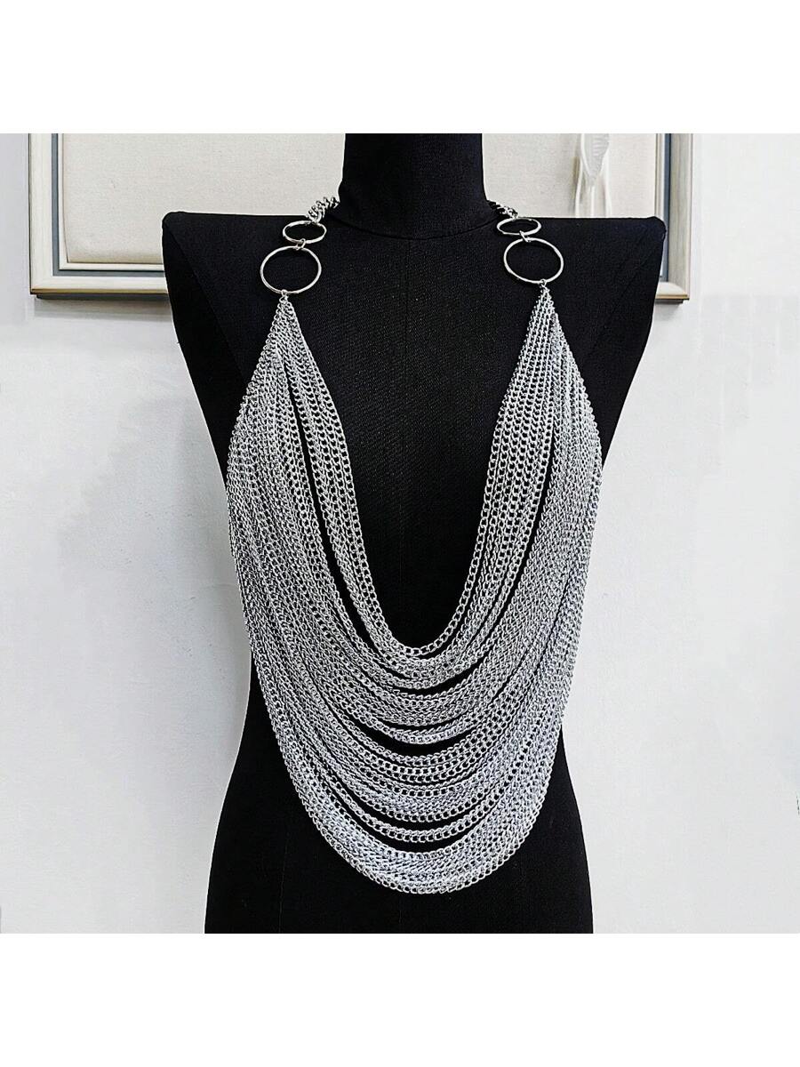 1pc Unisex Fringed Chain Punk Sexy Body Chain, Suitable For Parties, Christmas, EDC, Fashion Show Costume