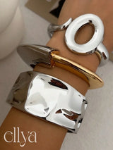 Minimalist Multi-Element Geometric Cuff Bracelet, Vintage Bracelet, Thick Metal