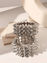2pcs Punk Style Rivet Spikes Bracelet, Unisex Silver-Color Edgy Rivet Cuff Bracelet For Everyday, Party, Music Festival Wear