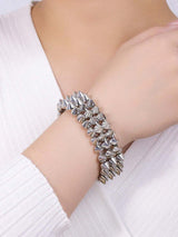 2pcs Punk Style Rivet Spikes Bracelet, Unisex Silver-Color Edgy Rivet Cuff Bracelet For Everyday, Party, Music Festival Wear