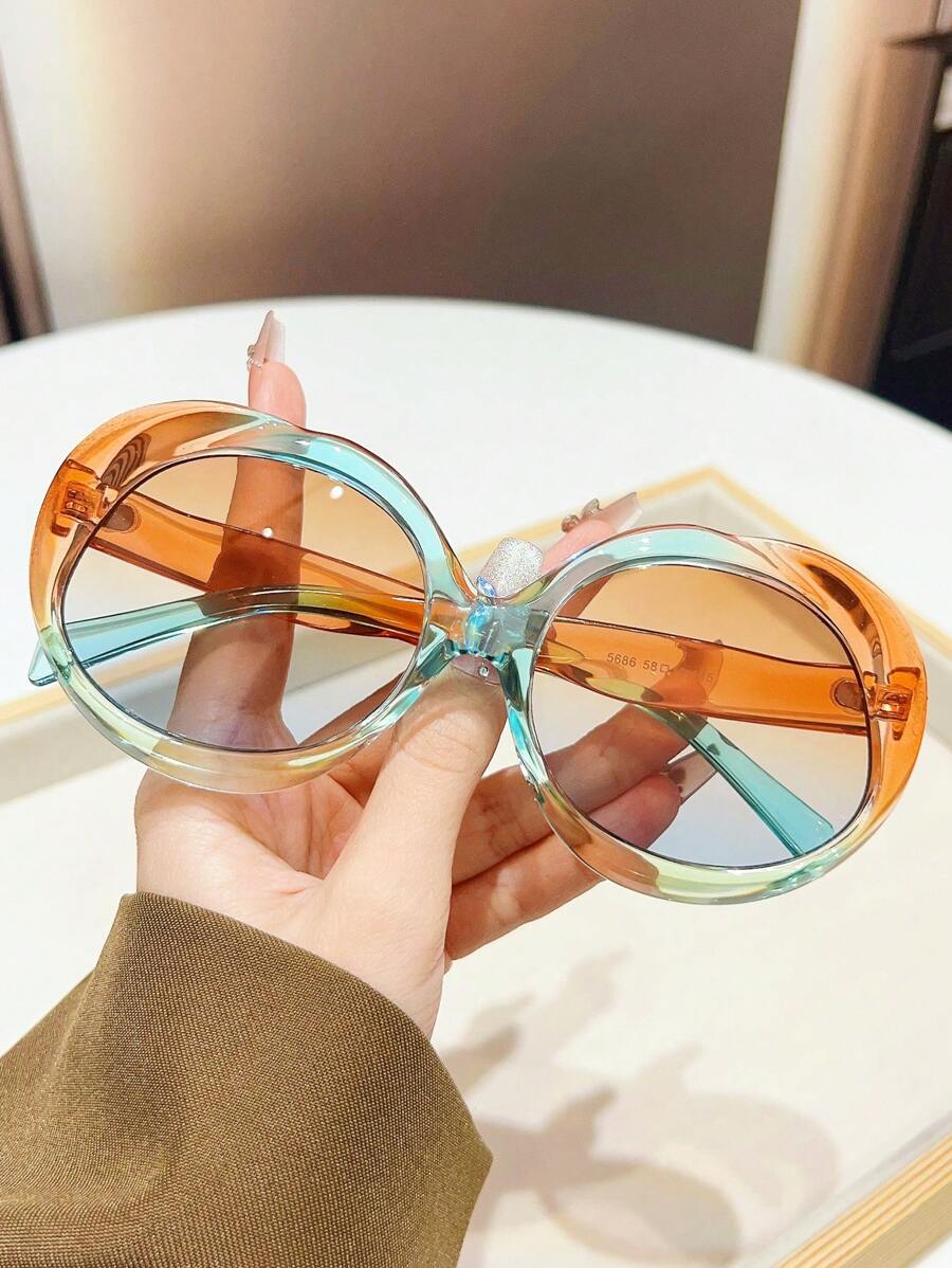 1pc Unisex Oval Flower Patterned Contrast Color Y2K Retro Street Fashion Fashion Glasses, Holiday For Summer Beach Vacation,Outdoor,Travel