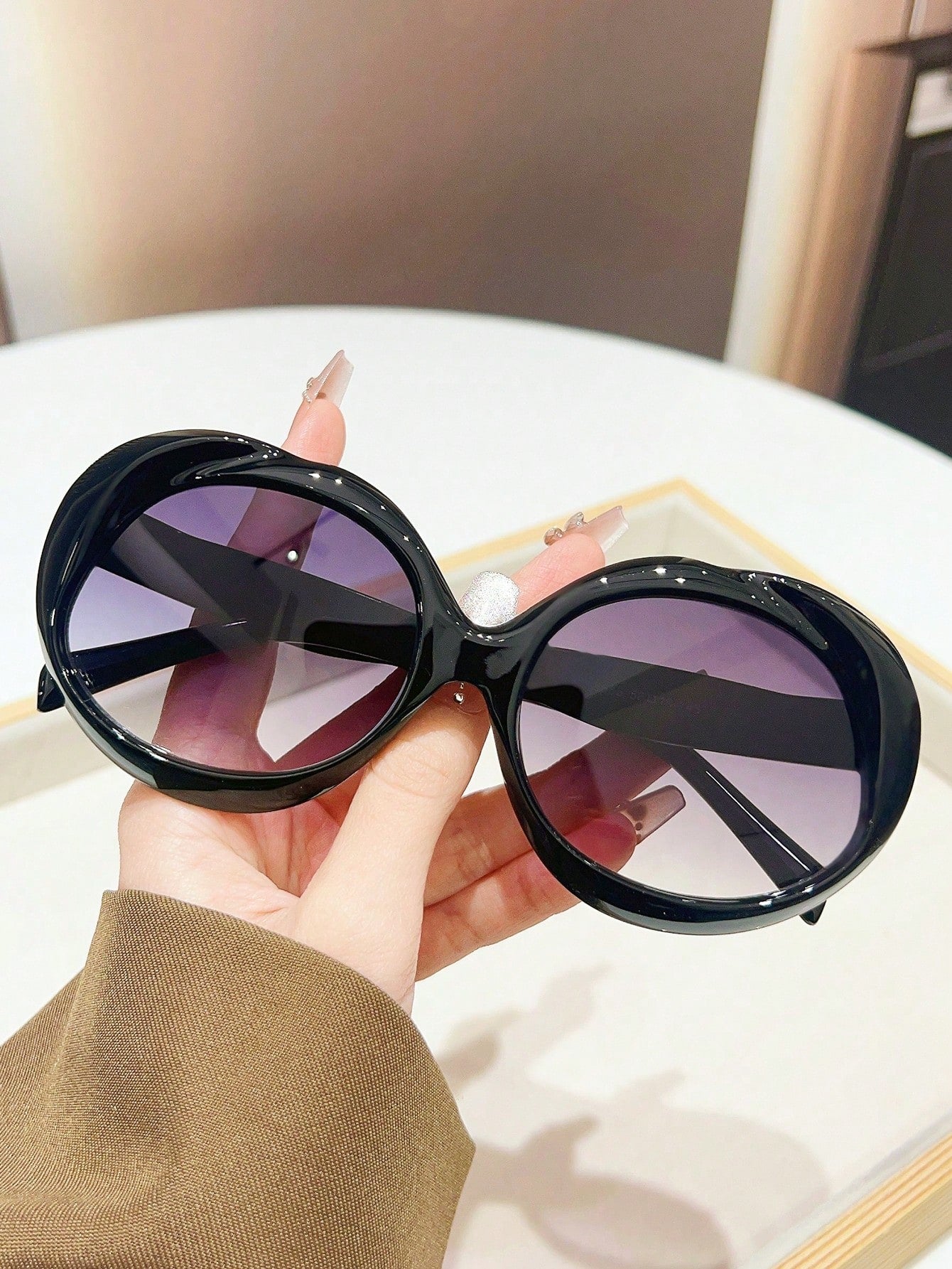 1pc Unisex Oval Flower Patterned Contrast Color Y2K Retro Street Fashion Fashion Glasses, Holiday For Summer Beach Vacation,Outdoor,Travel