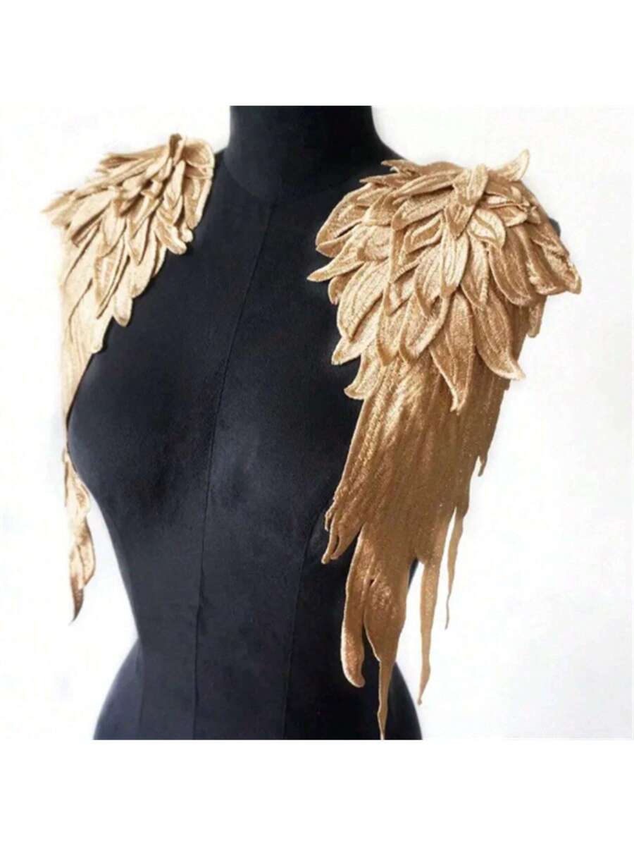 1 Pair Embroidery Angel Wing Applique Sewing Flower Patches For Wedding Party Gown Bridal Dress Clothes DIY Crafts, Back To School Valentine Day