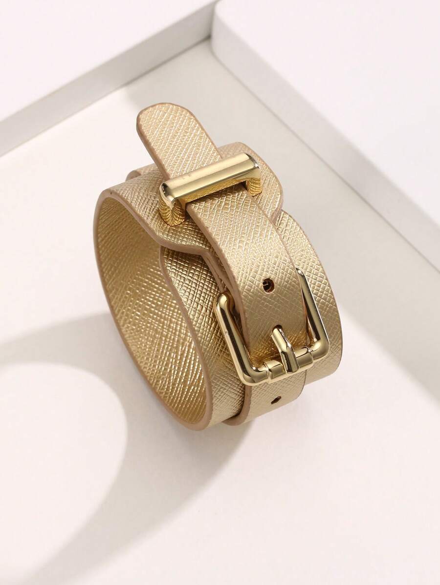 1pc New PU Leather Bracelet, Adjustable Length, Mother's Day Gift, Suitable For Men And Women, High Quality Electroplated, No Fading