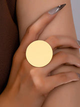 1pc Minimalist Chic European & American Style Smooth Geometric Circle Ring, Fashionable Jewelry For Women, Suitable For Daily, Vacation, Commute And Business Wear