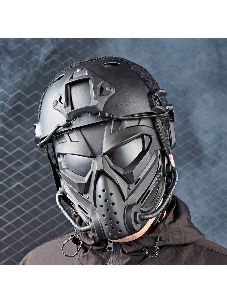 1pc Outdoor Cycling Full Face Protection Mask, Military Style Airsoft Protective Facemask