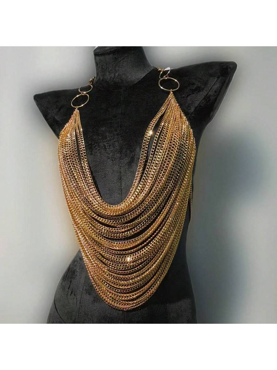 1pc Unisex Fringed Chain Punk Sexy Body Chain, Suitable For Parties, Christmas, EDC, Fashion Show Costume