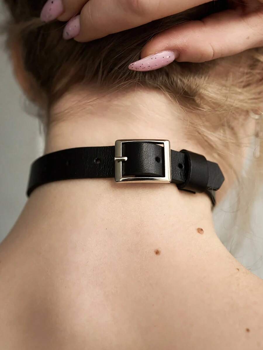 1PC Leather Choker With O-Ring Thick Black Velvet For Women Holiday Gift
