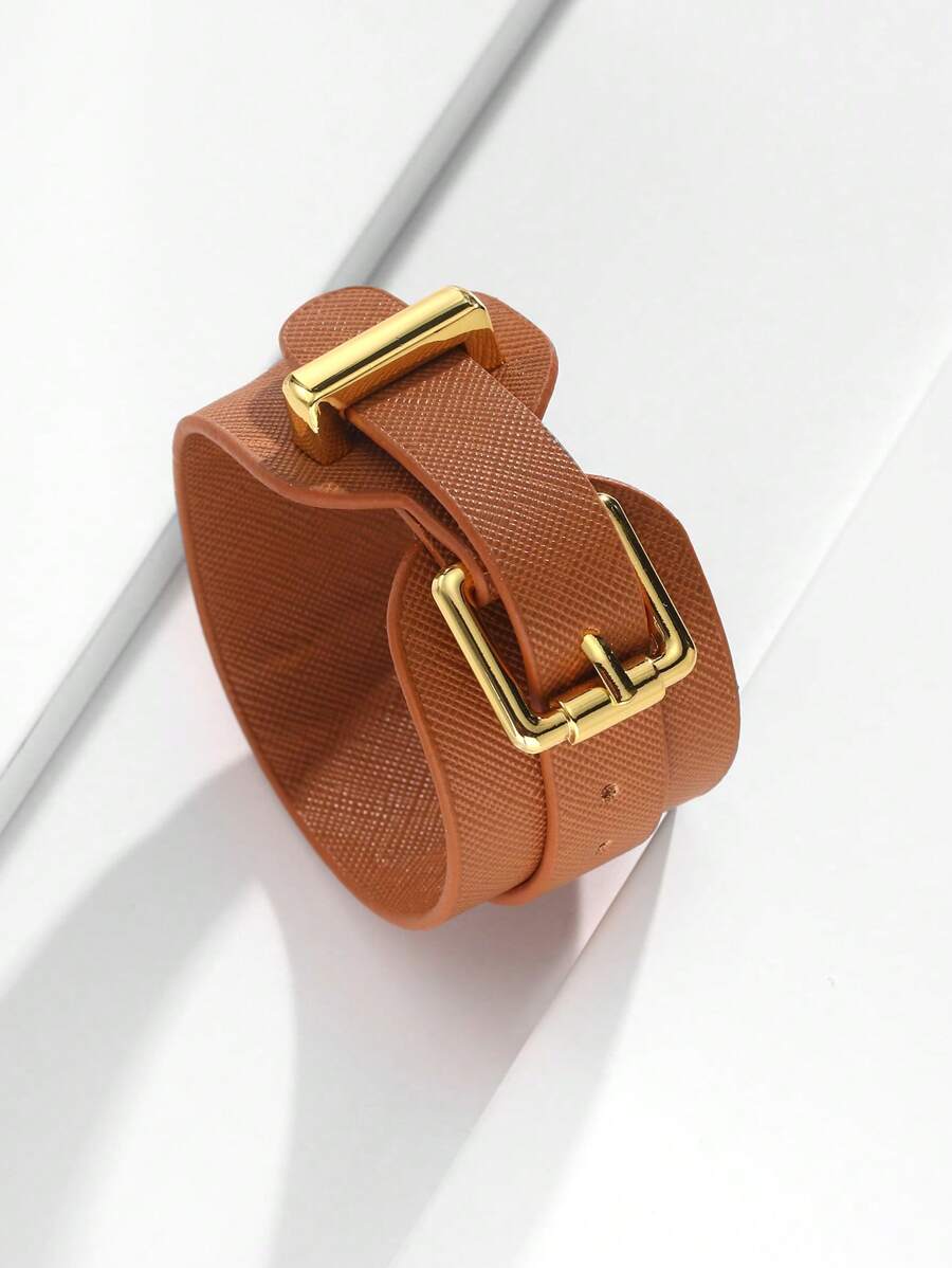 1pc New PU Leather Bracelet, Adjustable Length, Mother's Day Gift, Suitable For Men And Women, High Quality Electroplated, No Fading