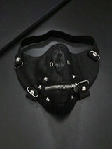1pc Halloween Party Leather Zipper Mask, Punk Retro Style Men Decoration Face Mask, Fashion Accessory Suitable For Gifts