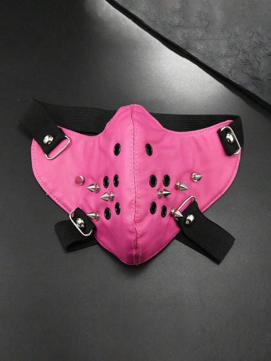 1pc Halloween Party Leather Zipper Mask, Punk Retro Style Men Decoration Face Mask, Fashion Accessory Suitable For Gifts