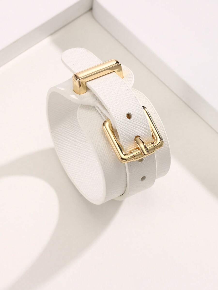 1pc New PU Leather Bracelet, Adjustable Length, Mother's Day Gift, Suitable For Men And Women, High Quality Electroplated, No Fading