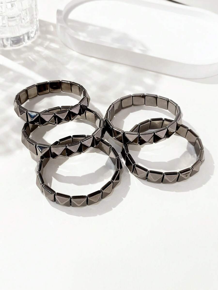 2pcs Punk Style Rivet Spikes Bracelet, Unisex Silver-Color Edgy Rivet Cuff Bracelet For Everyday, Party, Music Festival Wear