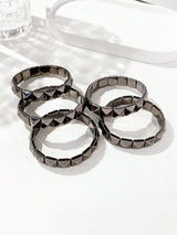 2pcs Punk Style Rivet Spikes Bracelet, Unisex Silver-Color Edgy Rivet Cuff Bracelet For Everyday, Party, Music Festival Wear