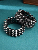 2pcs Punk Style Rivet Spikes Bracelet, Unisex Silver-Color Edgy Rivet Cuff Bracelet For Everyday, Party, Music Festival Wear