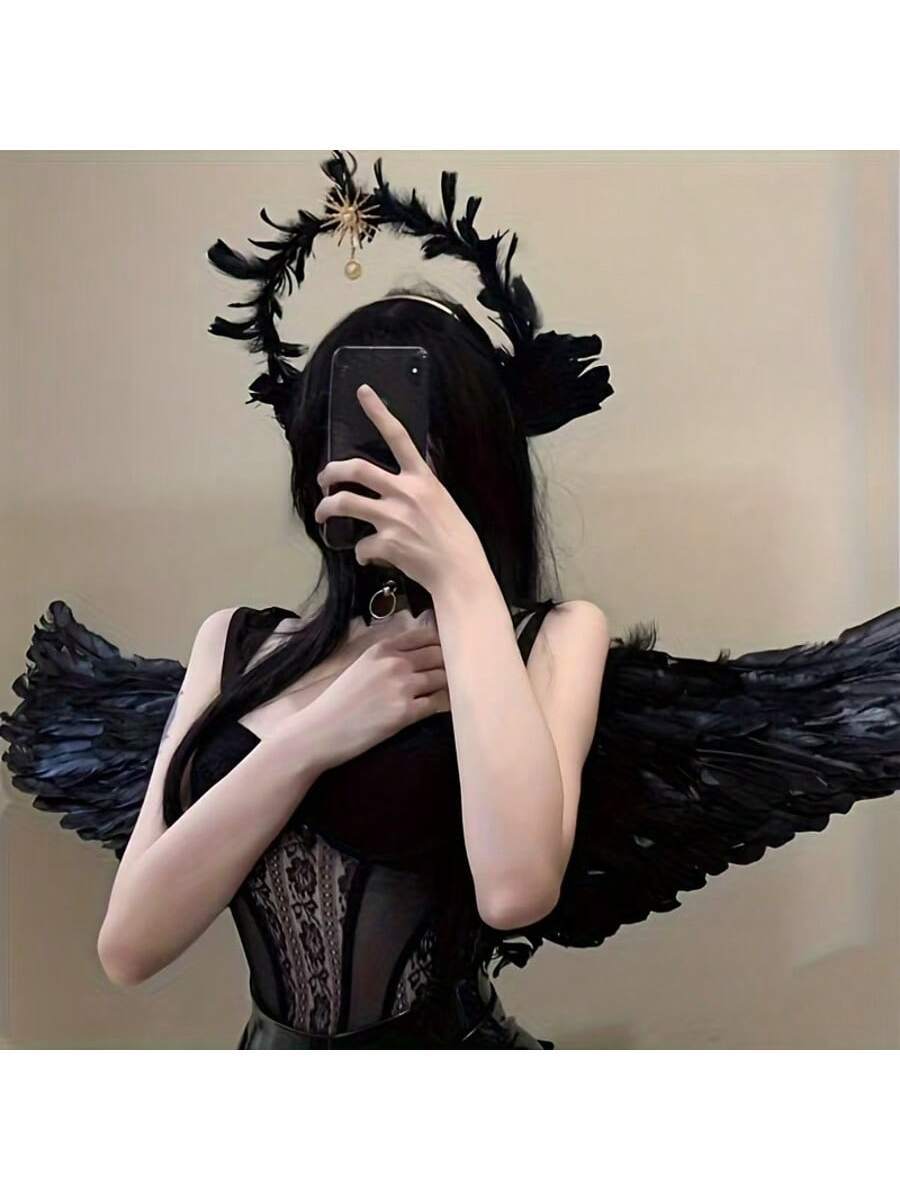 1pc Angel Devil Feather Wings Personalized Prop For Photo Shoot, Suitable For Festivals, Adult Costume, Performance Decoration, Halloween