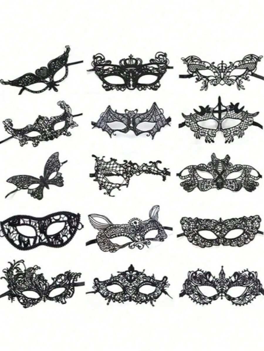 10pcs,Lace Mask Ball Party Performance Skin Friendly Soft And Sexy Women's Mask, Lace Eye Mask Sexy Makeup Ball Mask Halloween Costume