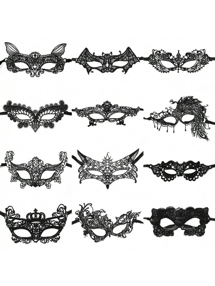 10pcs,Lace Mask Ball Party Performance Skin Friendly Soft And Sexy Women's Mask, Lace Eye Mask Sexy Makeup Ball Mask Halloween Costume