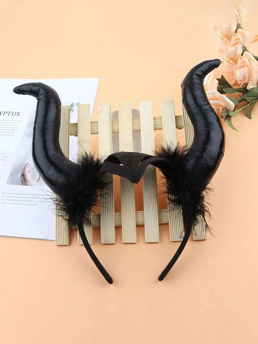 1pc Halloween New Devil Horn Headband Party Costume Prop, Red Demon Horns Sheep Horn Headband Cosplay Accessory, Hair Hoop