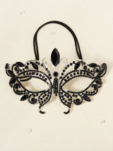1pc Glass Rhinestone Butterfly Masquerade Mask, Unique Face Decor For Halloween