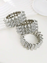 2pcs Punk Style Rivet Spikes Bracelet, Unisex Silver-Color Edgy Rivet Cuff Bracelet For Everyday, Party, Music Festival Wear