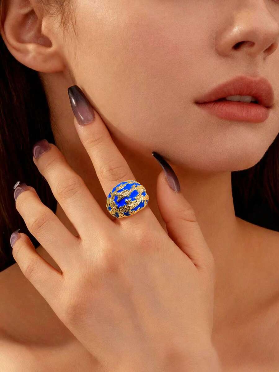 1pc Minimalist Chic European & American Style Smooth Geometric Circle Ring, Fashionable Jewelry For Women, Suitable For Daily, Vacation, Commute And Business Wear