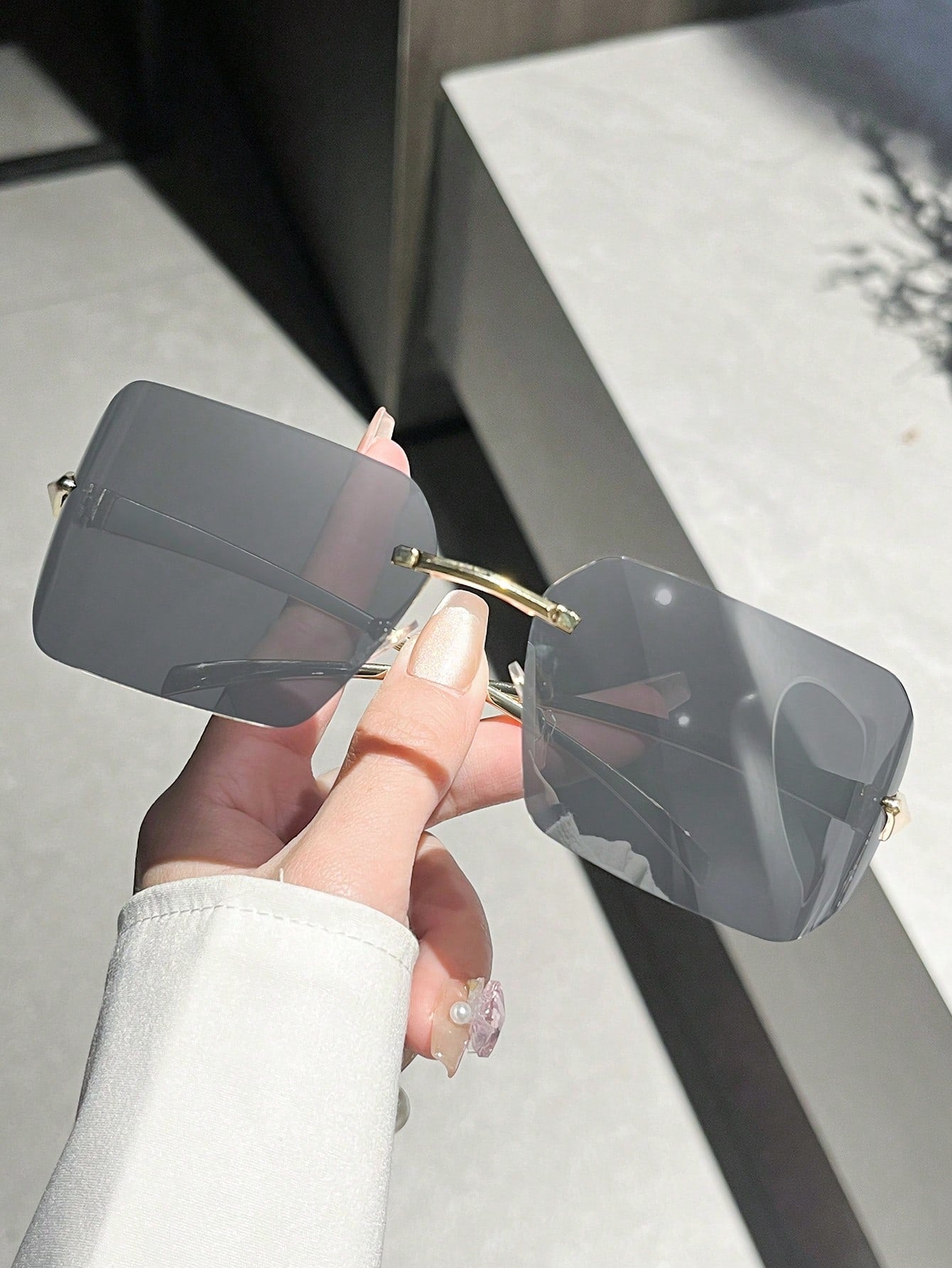 1 Pair Fashion Rimless Oversized Metal Frame Fashion Glasses, Suitable For Driving, Travel, Beach, Sports Style, Festivals, Vacation, Street, Fishing, Outdoor Activities, Party For Summer Beach Vacation,Outdoor,Travel