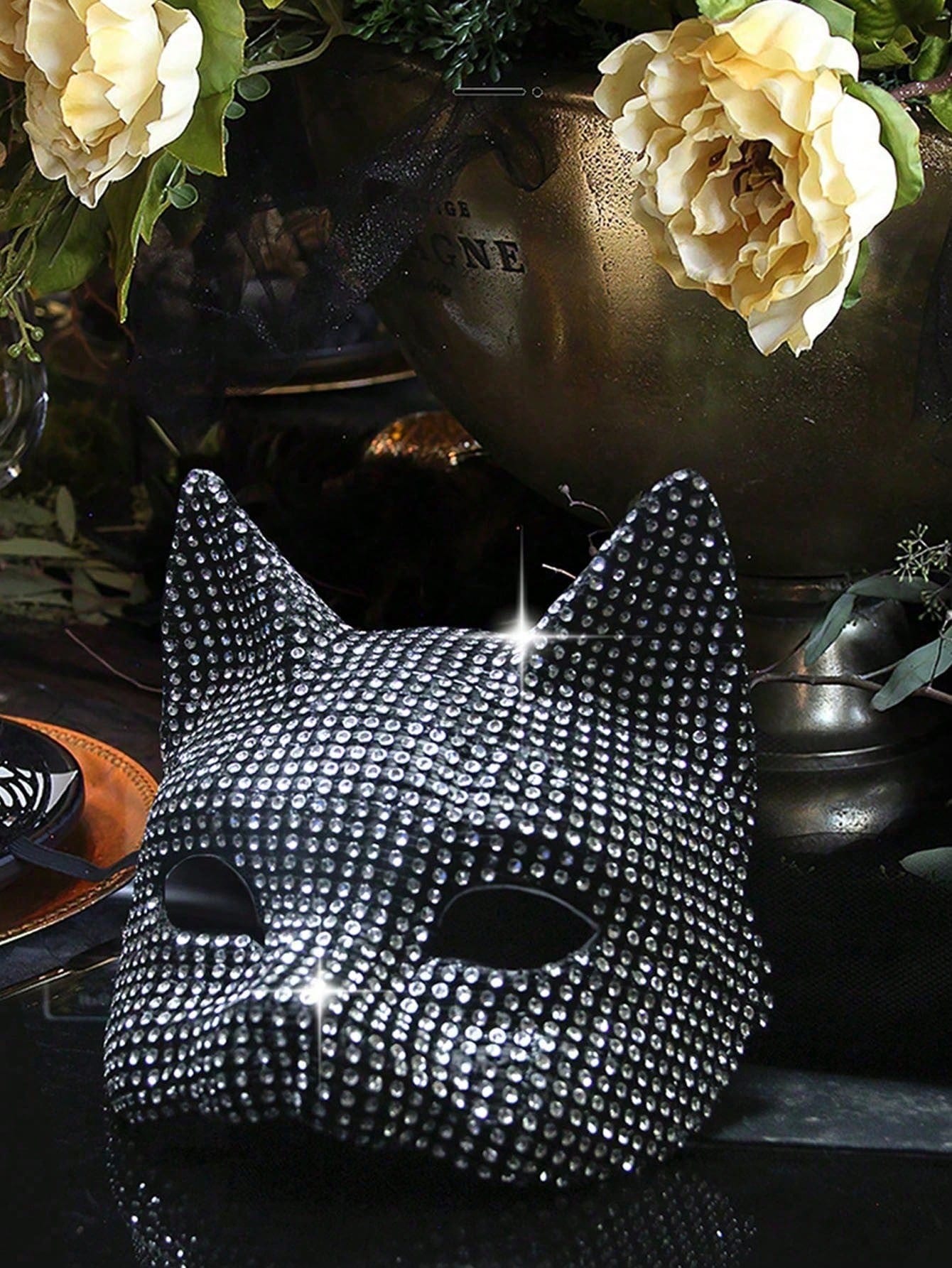 1pc Crystal-Studded Masquerade Mask For Women, Cosplay Prop, Sexy Accessory For Party & Ball Back To School