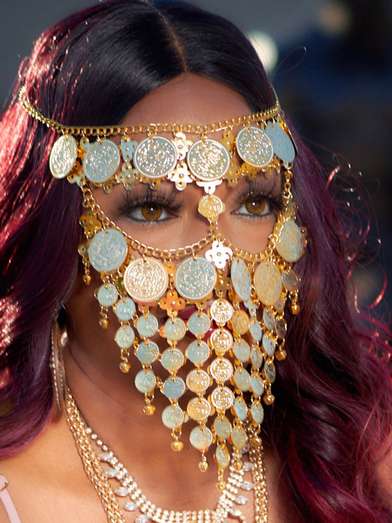 1pc Metal Coin Bell Decor Face Mask Charm, Sexy Zinc Alloy, 4 Seasons Halloween