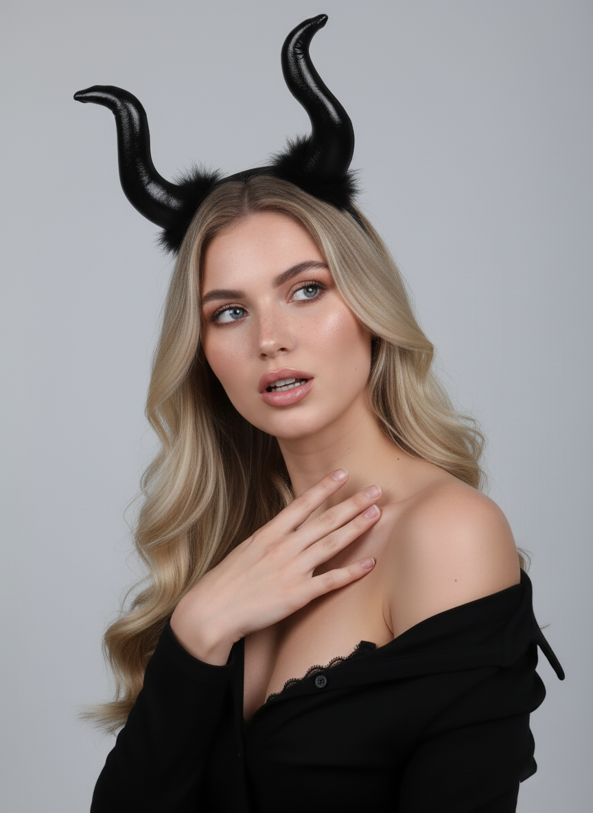 1pc Halloween New Devil Horn Headband Party Costume Prop, Red Demon Horns Sheep Horn Headband Cosplay Accessory, Hair Hoop