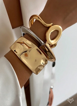 Minimalist Multi-Element Geometric Cuff Bracelet, Vintage Bracelet, Thick Metal